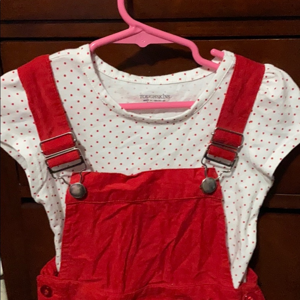 Girls 4t red overall dress